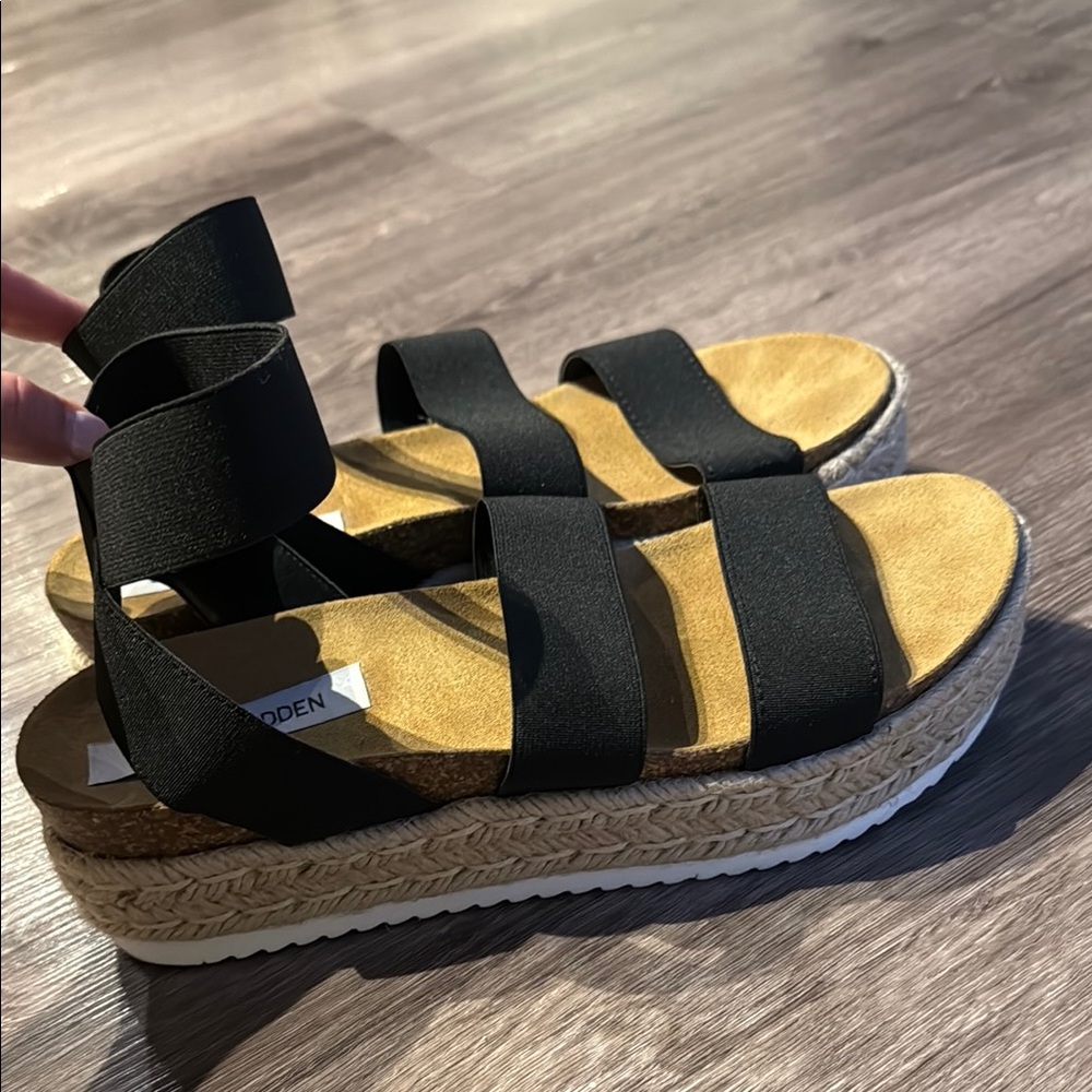 Steve Madden Kimmie Black Espadrilles Platform Sandals